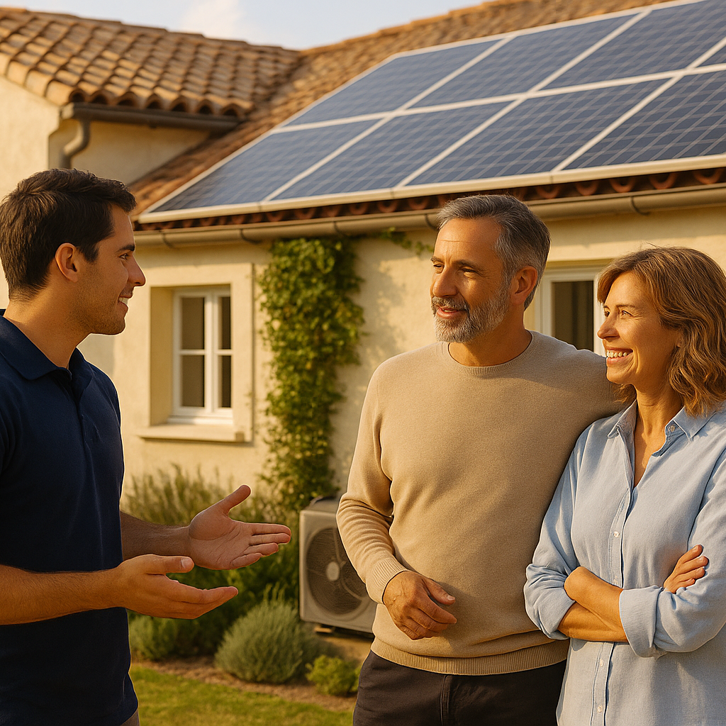 Conversazione-davanti-alla-casa-con-pannelli-fotovoltaici-Heolin